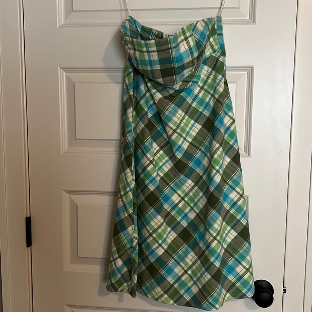The Gap, plaid strapless dress